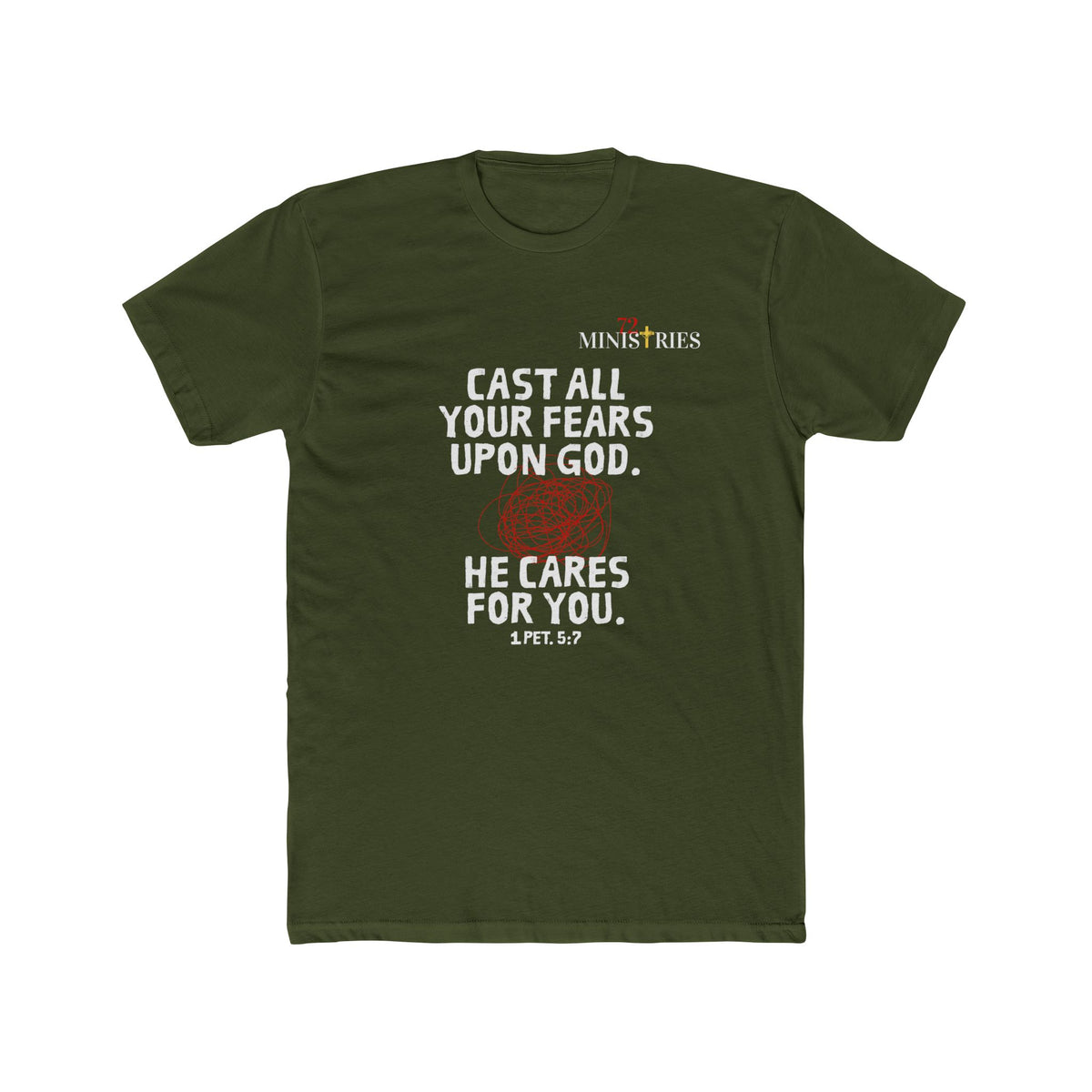 "Cast All Your Fears Upon God" - Christian Faith T-Shirt - Inspirational Tee - FRONT ONLY
